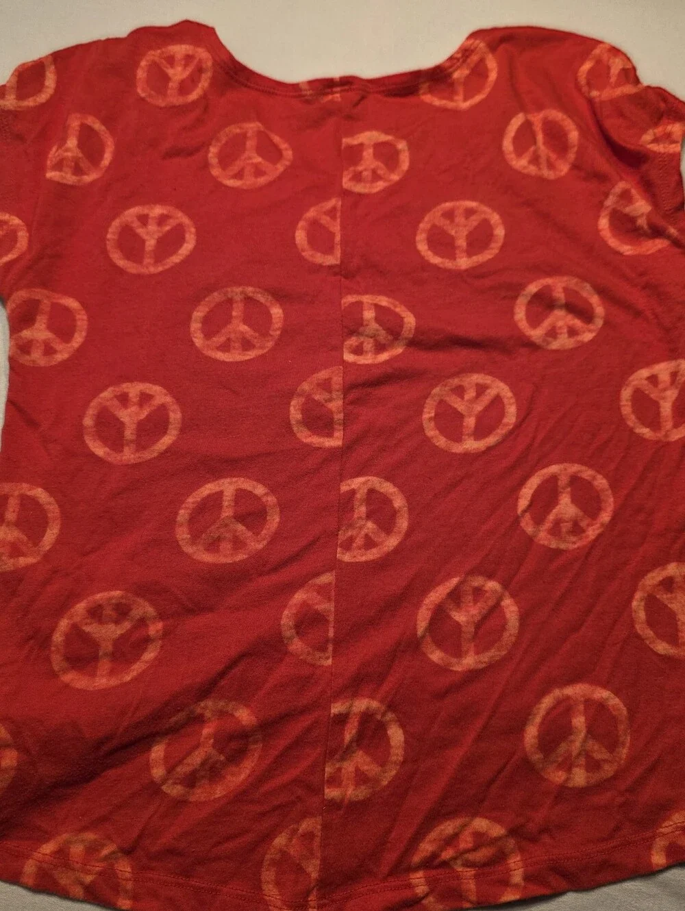 Girls Red Graphic Heart & Peace Sign Tee